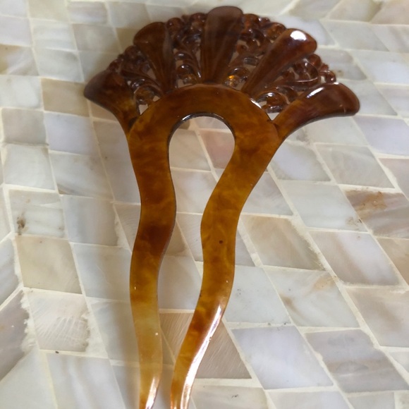 VTG Victorian Tortoise Shell Celluloid Hair Comb main image 5